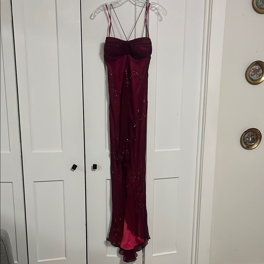 Vintage SCALA Elegant Burgundy Evening Gown and prom dress